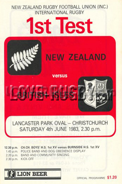 1983 New Zealand v British Lions  Rugby Programme